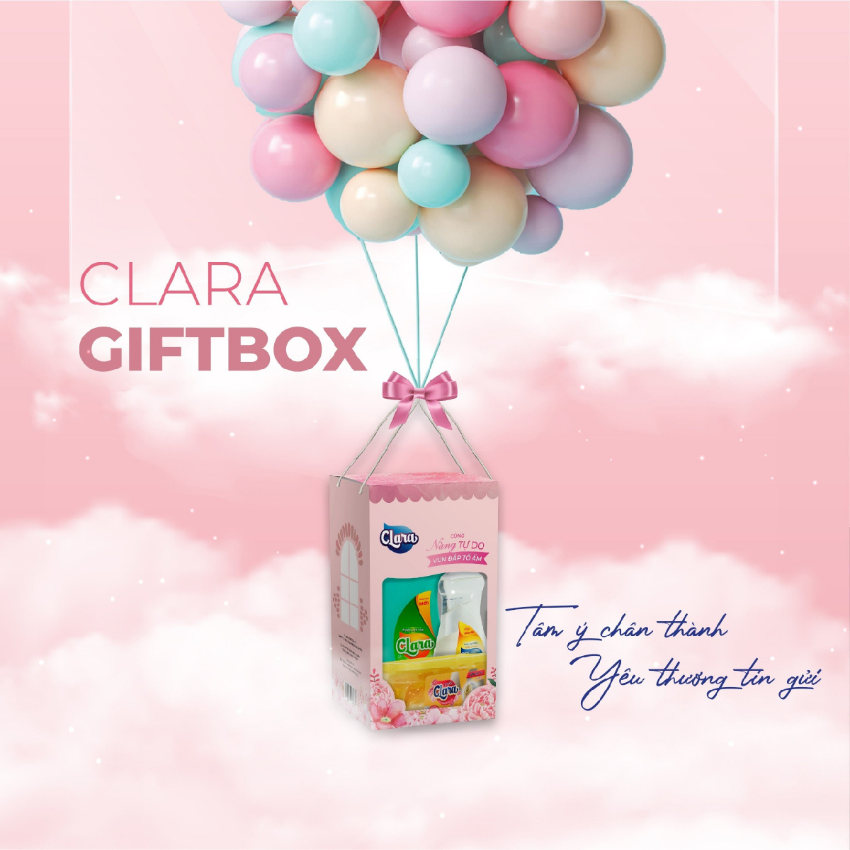 Bộ sản phẩm Clara GiftBox giặt xả, lau sàn, rửa chén, tăm chỉ phù hợp mọi gia đình