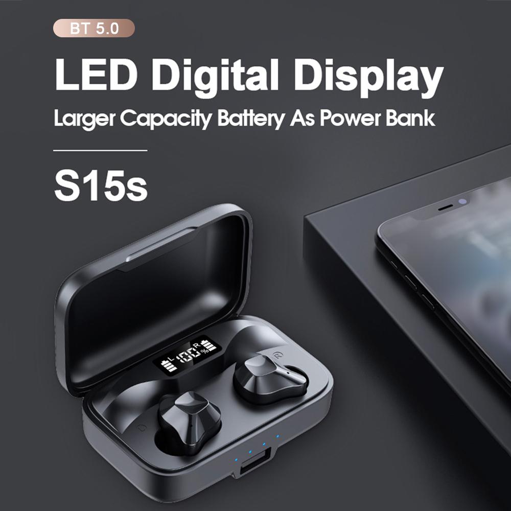 Tai nghe không dây Earbuds BT 5.0 Âm trầm sâu CVC Loại bỏ tiếng ồn Màn hình LED kỹ thuật số