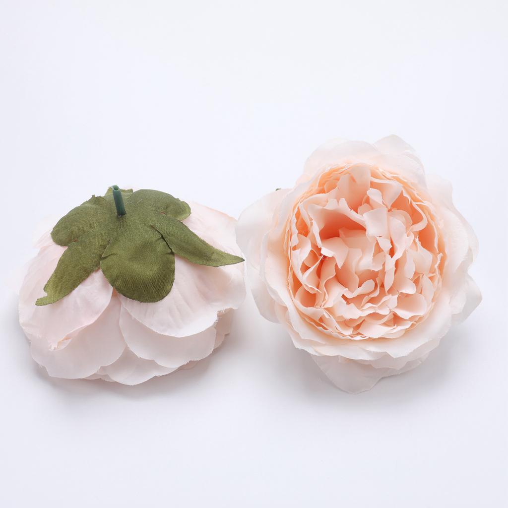 10Pcs Artificial Peony Silk Flower Head Home Wedding Decor Champagne