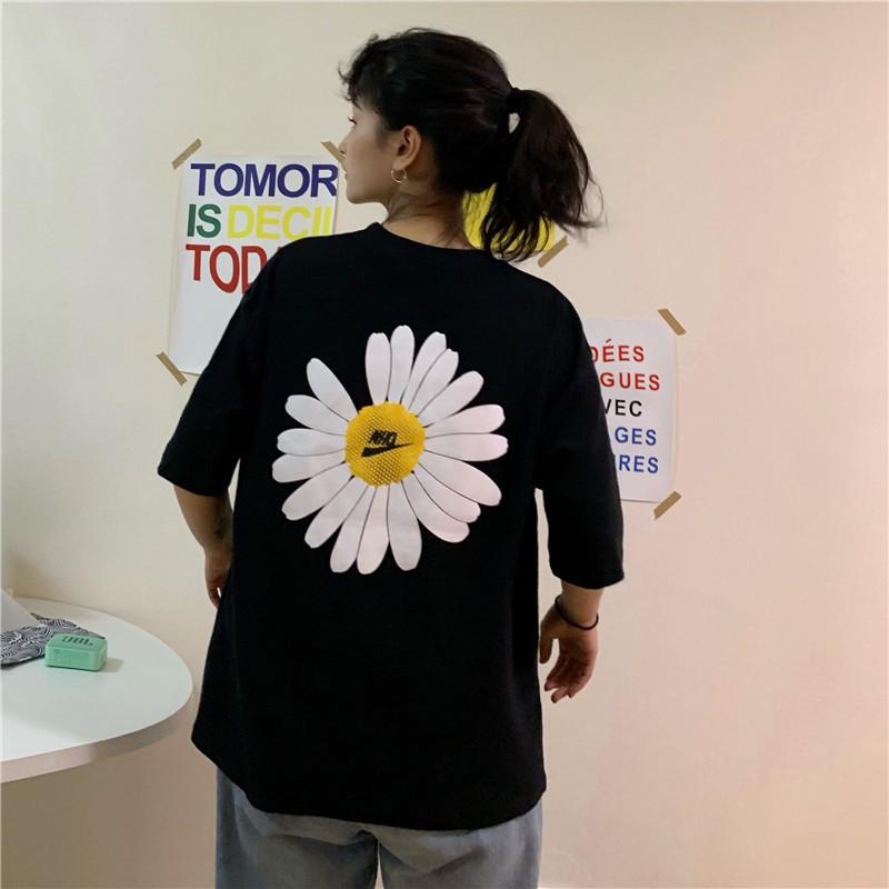 Áo Thun Tay Lỡ Unisex Hình Hoa Cúc Cực Đẹp, Chất Liệu Thun Cotton, hàng nhập Quảng Châu