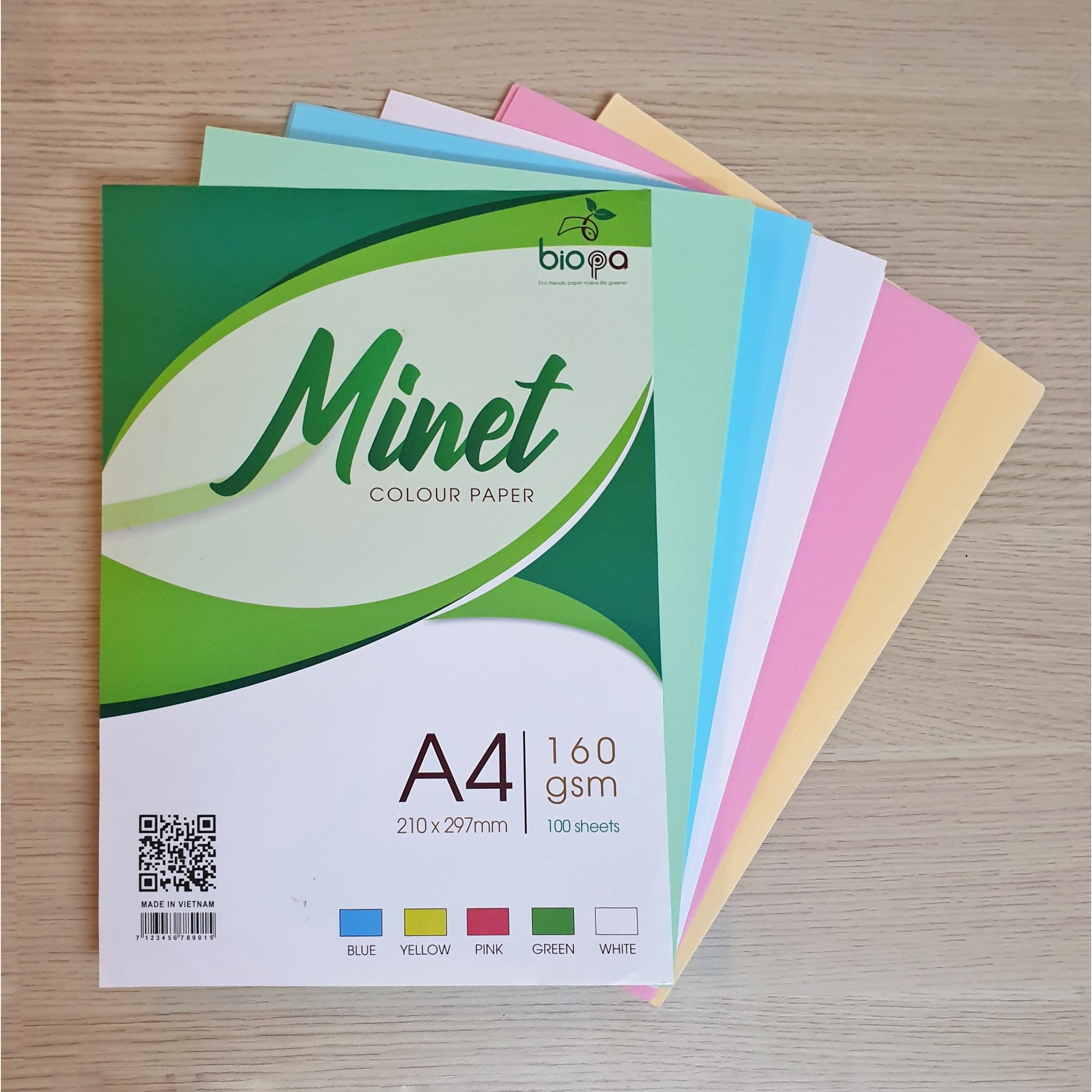 Combo 100 tờ giấy bìa màu A4 - bìa cứng 5 màu - hàng sản xuất tại Việt Nam