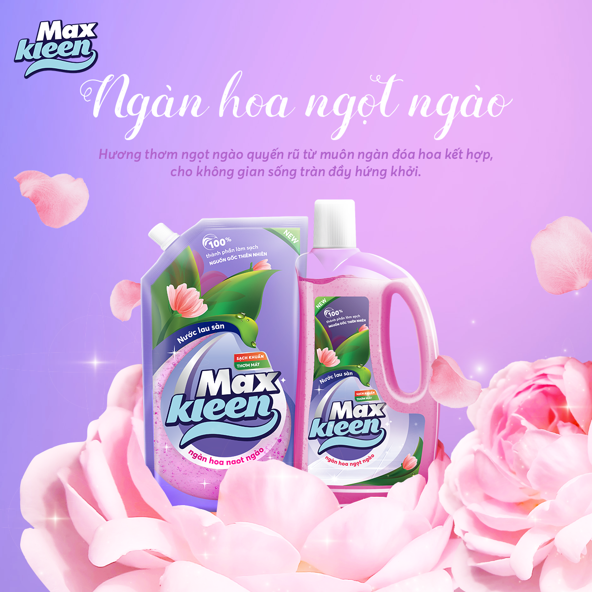 Túi Nước Lau Sàn MaxKleen (Ngàn hoa ngọt ngào/Ban mai thanh mát) 1kg