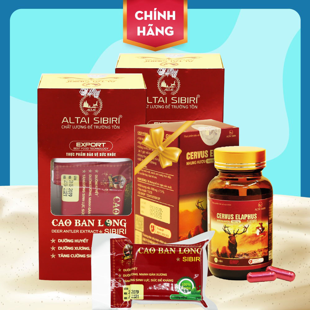 Cao Ban Long Sibiri - Hỗ trợ tốt cho xương khớp, bồi bổ sức khỏe, tăng cường sinh lực - Combo 2 hộp 100g tặng 01 hộp viên nhung hươu
