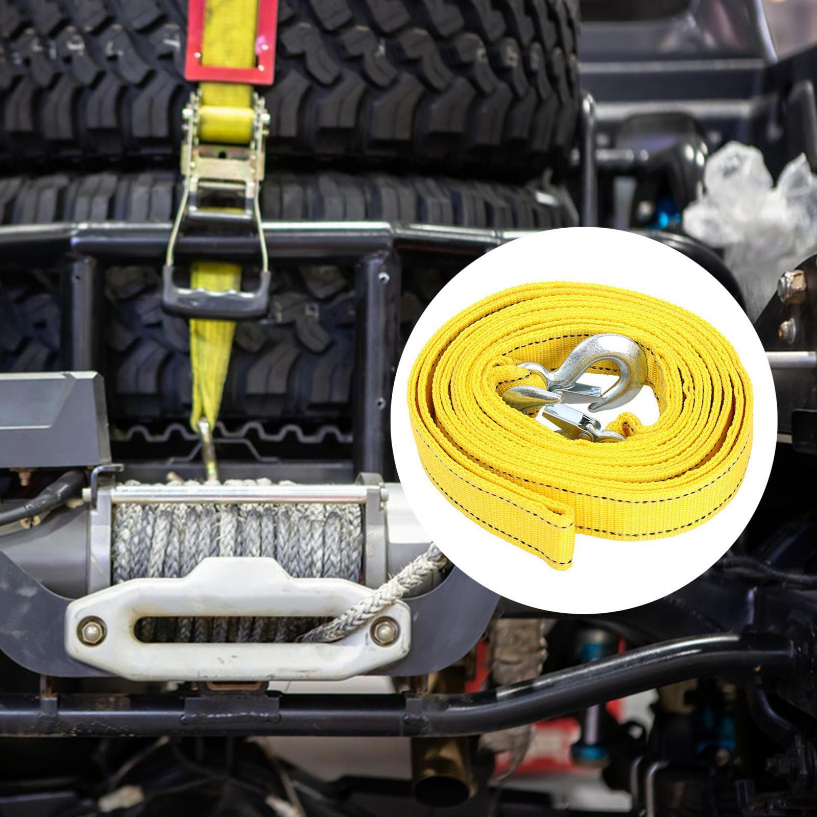 Heavy Duty Tow Strap with Hooks Tow Strap Rope ,5T Capacity ,High Strength Accessories ,Yellow Good Quality ATV Tow Strap Truck Recovery Strap