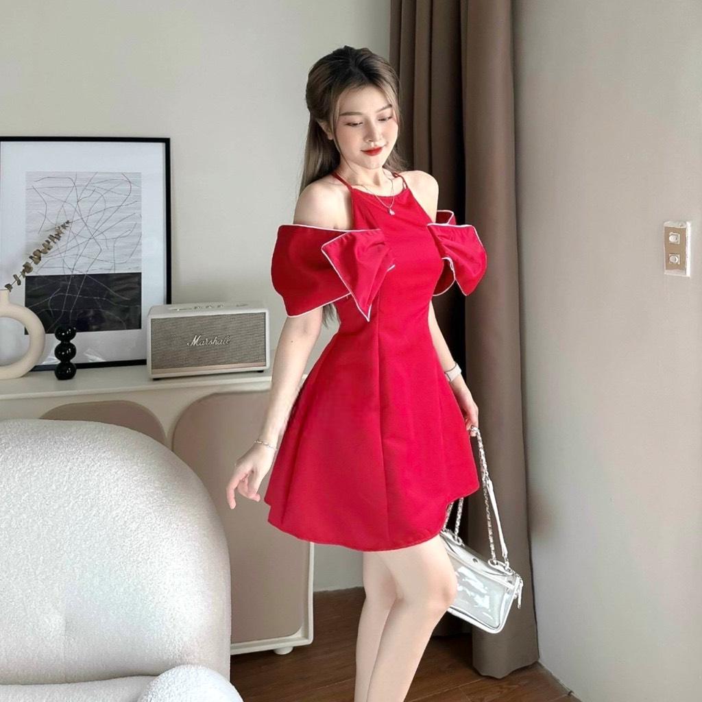 ĐẦM XOÈ CỔ YẾM PHỐI NƠ VIỀN 14156