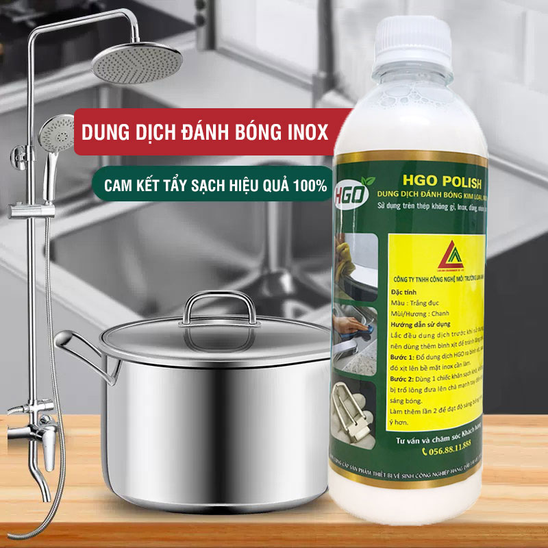 Đánh bóng kim loại HGO Polish đánh bóng inox, thép không gỉ, đồng, nhôm, bạc an toàn hiệu quả bảo vệ bề mặt 500ml