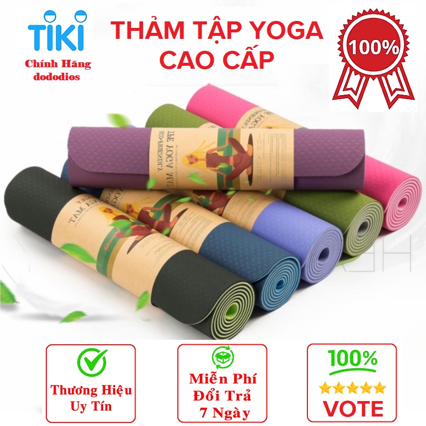 [LOẠI TỐT - HÀNG CAO CẤP] Thảm Tập Yoga 8mm, Tập Gym dộ dày 5-8mm 2 Lớp không mùi chống trơn trượt - Chính hãng dododios