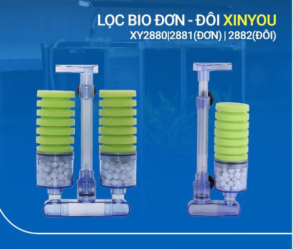 Lọc vi sinh, lọc bio cho bể cá, hồ thủy sinh XY-2880, XY-2881, XY-2882 đã bao gồm cả hộp lọc, bông lọc và sứ lọc