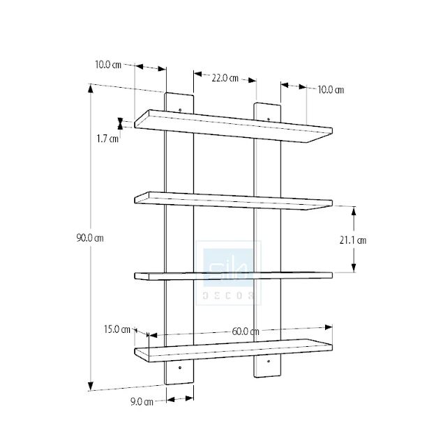 Kệ Gỗ Treo Tường 4 Tầng Juno Sofa CTKT504 KT 90x60x15cm