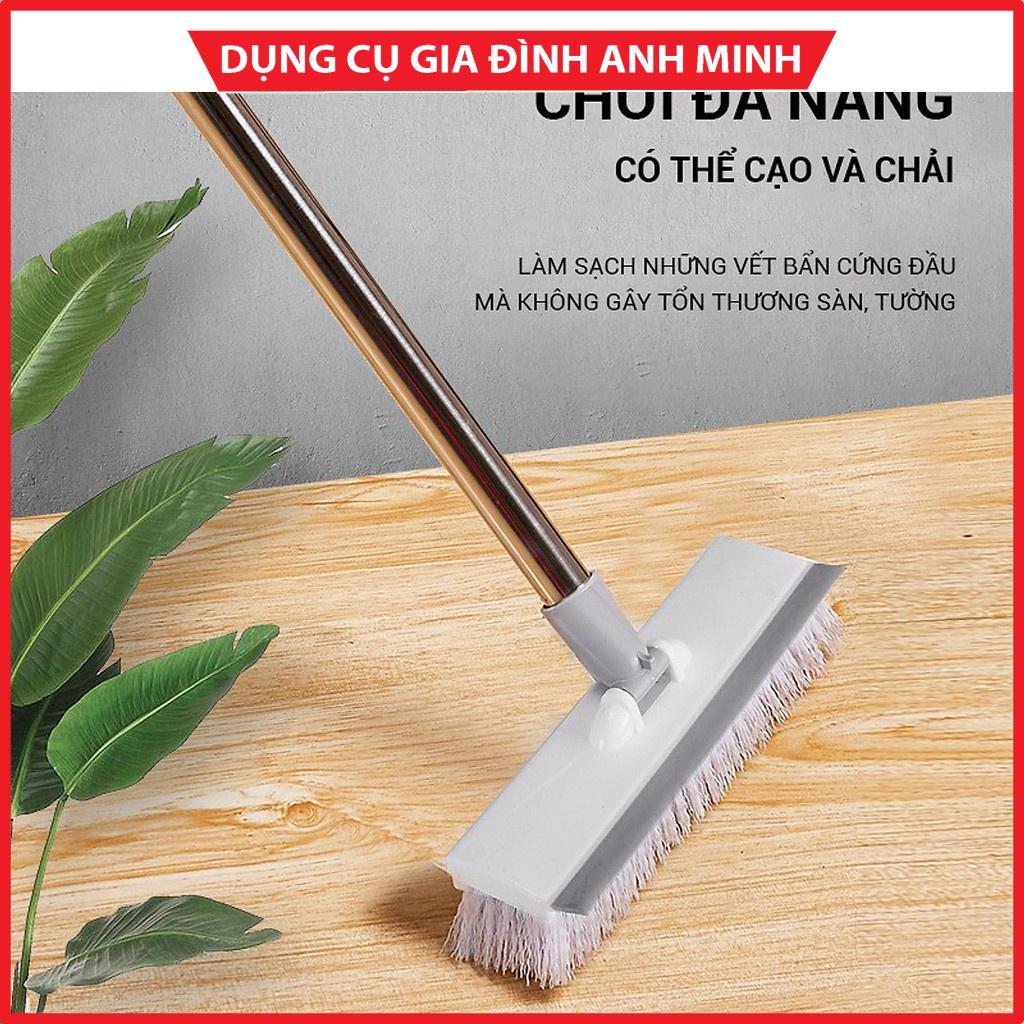 Cây chổi lau quét chà gạt nước sàn nhà thông minh phòng tắm 2 đầu đa năng cán inox - chổi gạt nước - chổi quyét sàn nhà