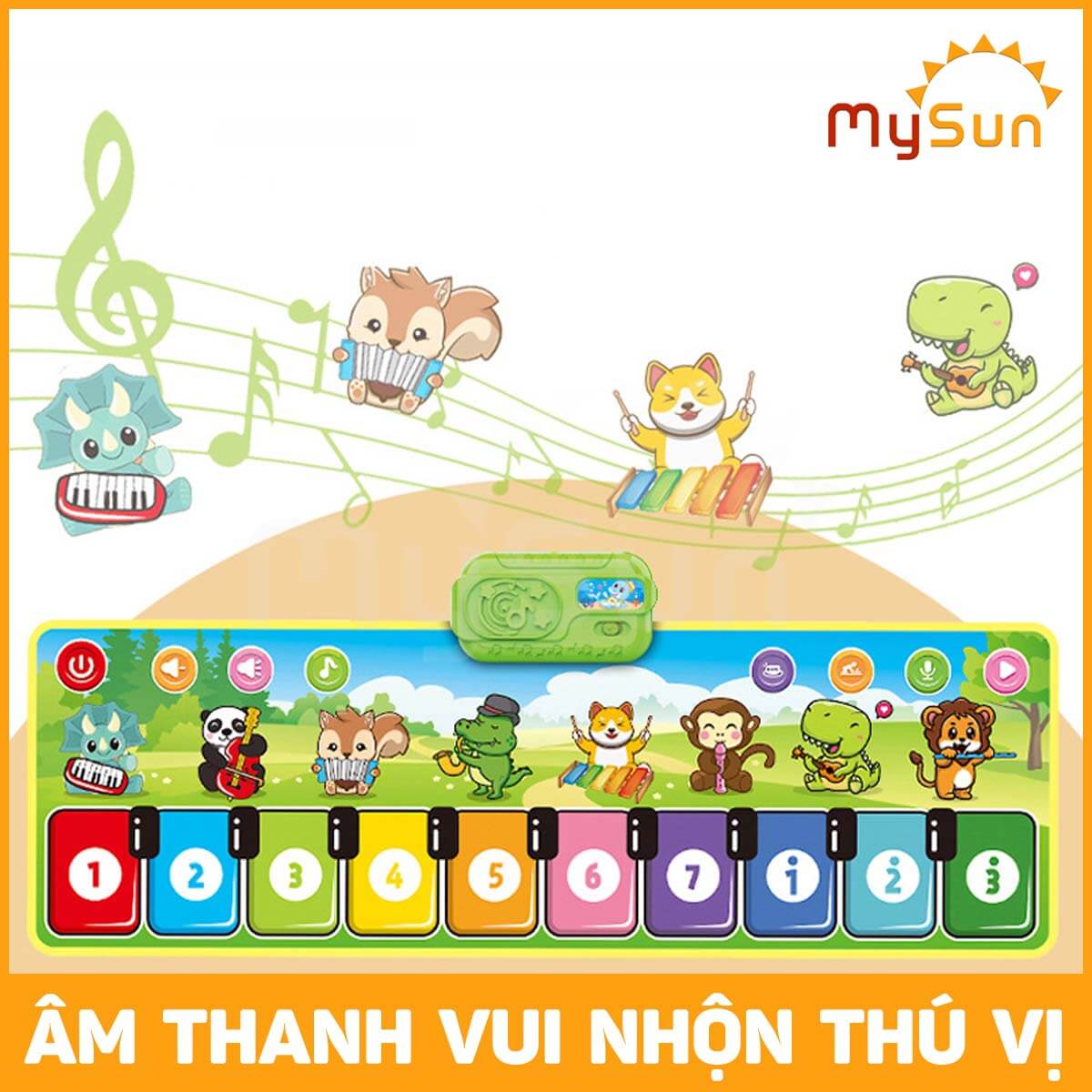 Thảm đàn âm nhạc cho bé chơi nhảy 8 nhạc cụ: đàn Piano, Guitar, Violin, kèn Saxophone, sáo Flute, Accordi