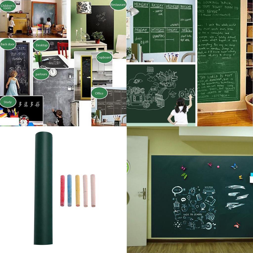 2pcs Chalkboard Wall Sticker Blackboard Adhesive Paper with Chalk Markers