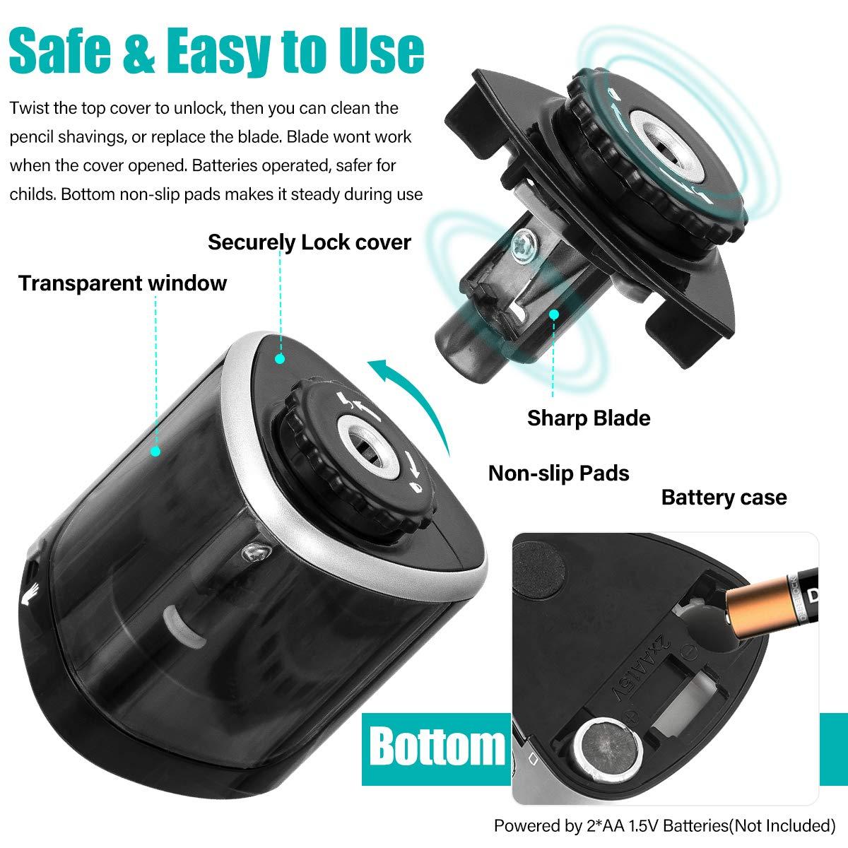 Gia cầm điện, bút chì điện cho trẻ em, giáo viên, lớp học, lý tưởng cho bút chì màu dày, bút lớn và mỏng 6-8 mm và 9-12 mm