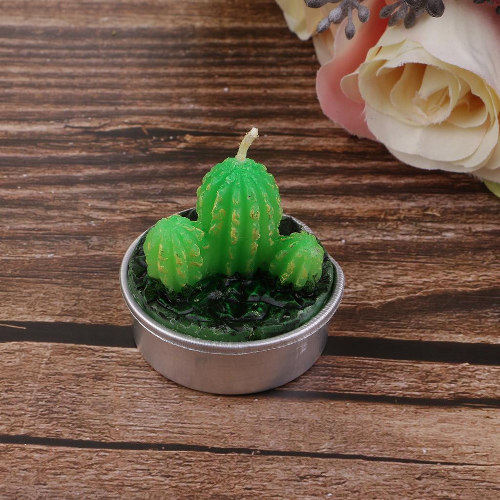 6 Pieces Quality Cactus Tealight Candles Tea Light Candle Holder Unscented Paraffin Wax Candles Vivid Plant Decoration Candles