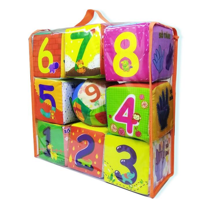 Xúc xắc vải Pipovietnam | Bộ đồ chơi an toàn gồm 8 khối vuông
