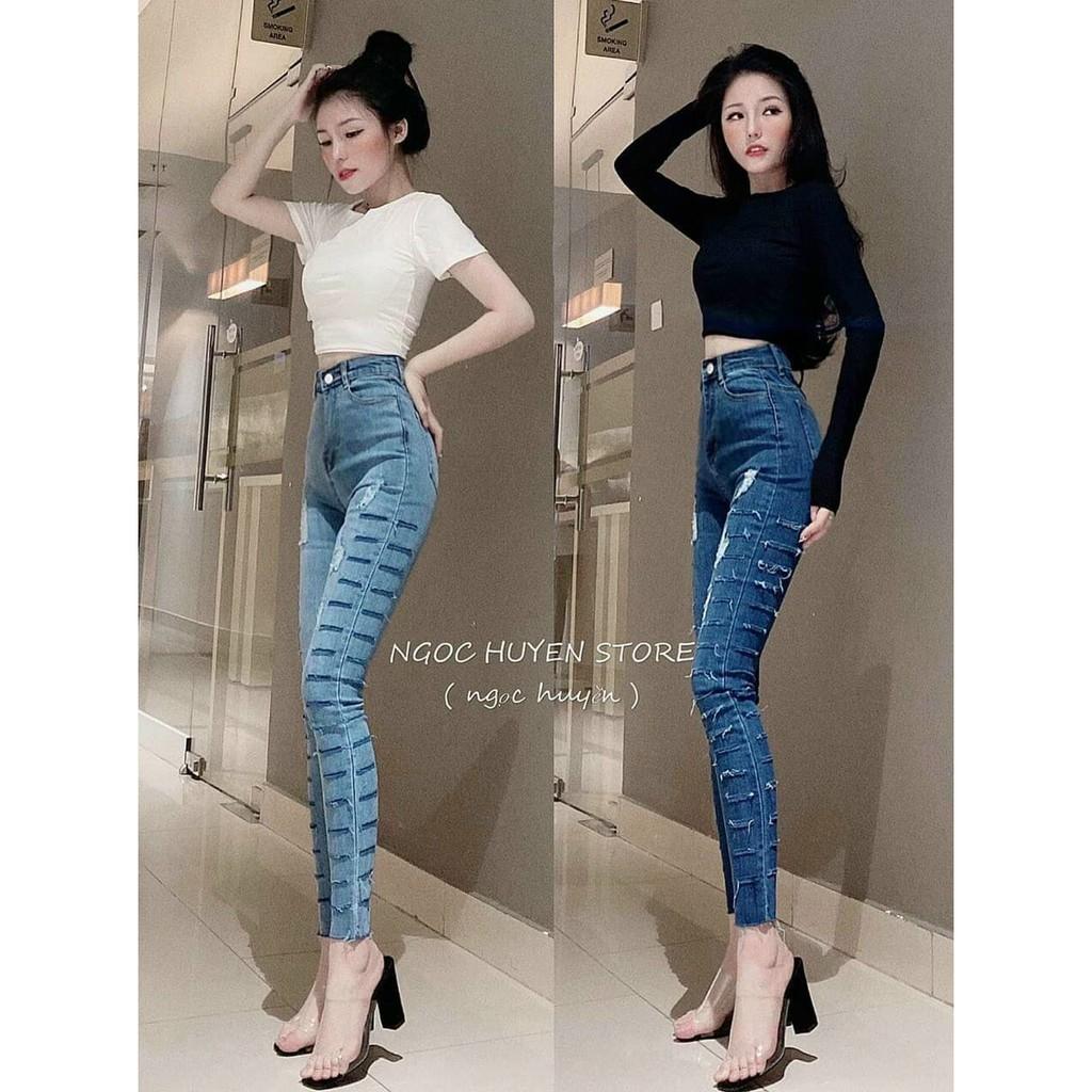 QUẦN JEAN DÀI RÁCH LƯNG SIÊU CAO SHOP PHƯƠNG CHÂU