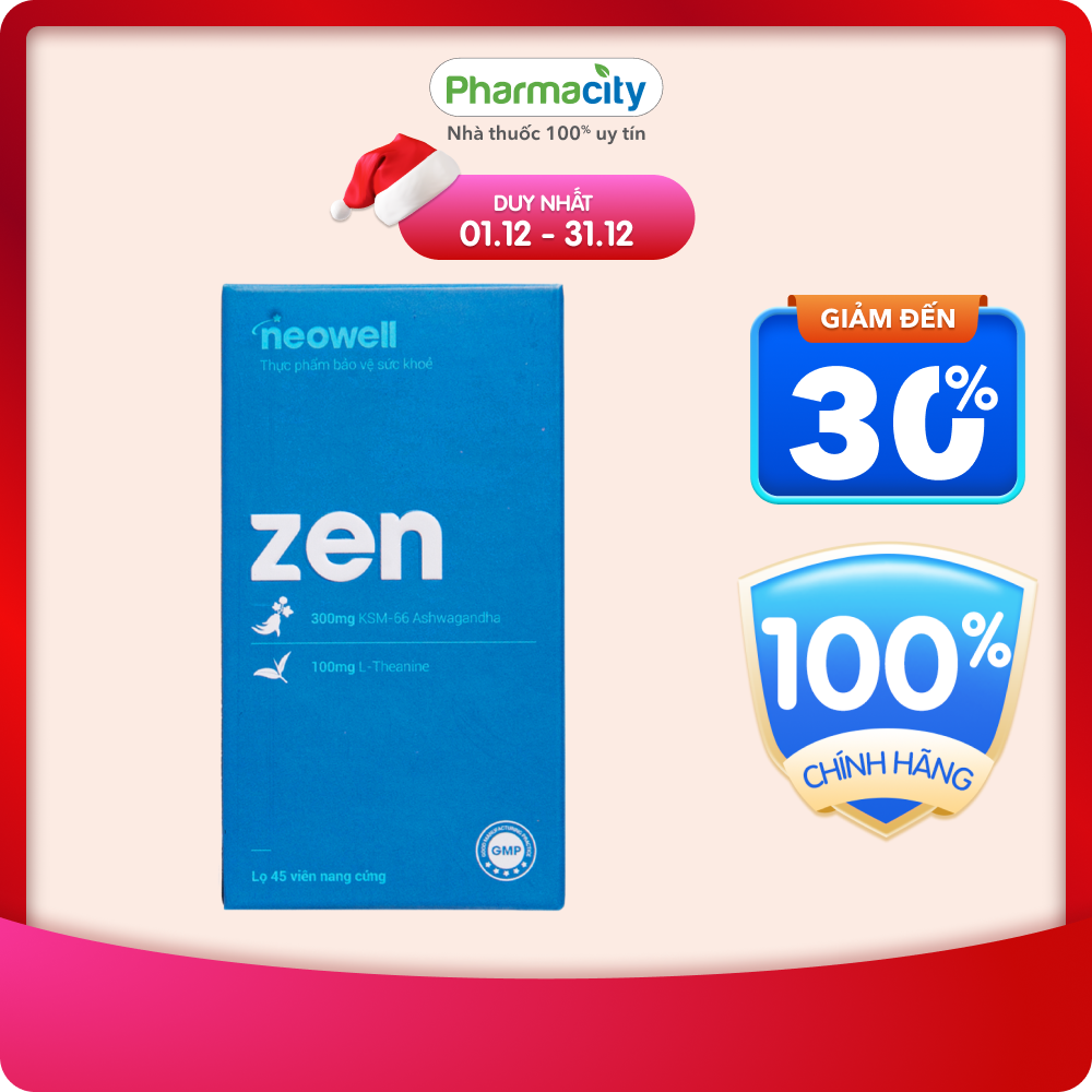 Viên uống giảm căng thẳng, cải thiện giấc ngủ Sâm Ấn độ NeoWell Zen