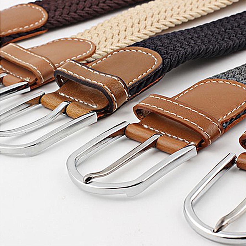 Men Women Casual Woven Canvas Belt Webbing Belt Travel Waistband Red