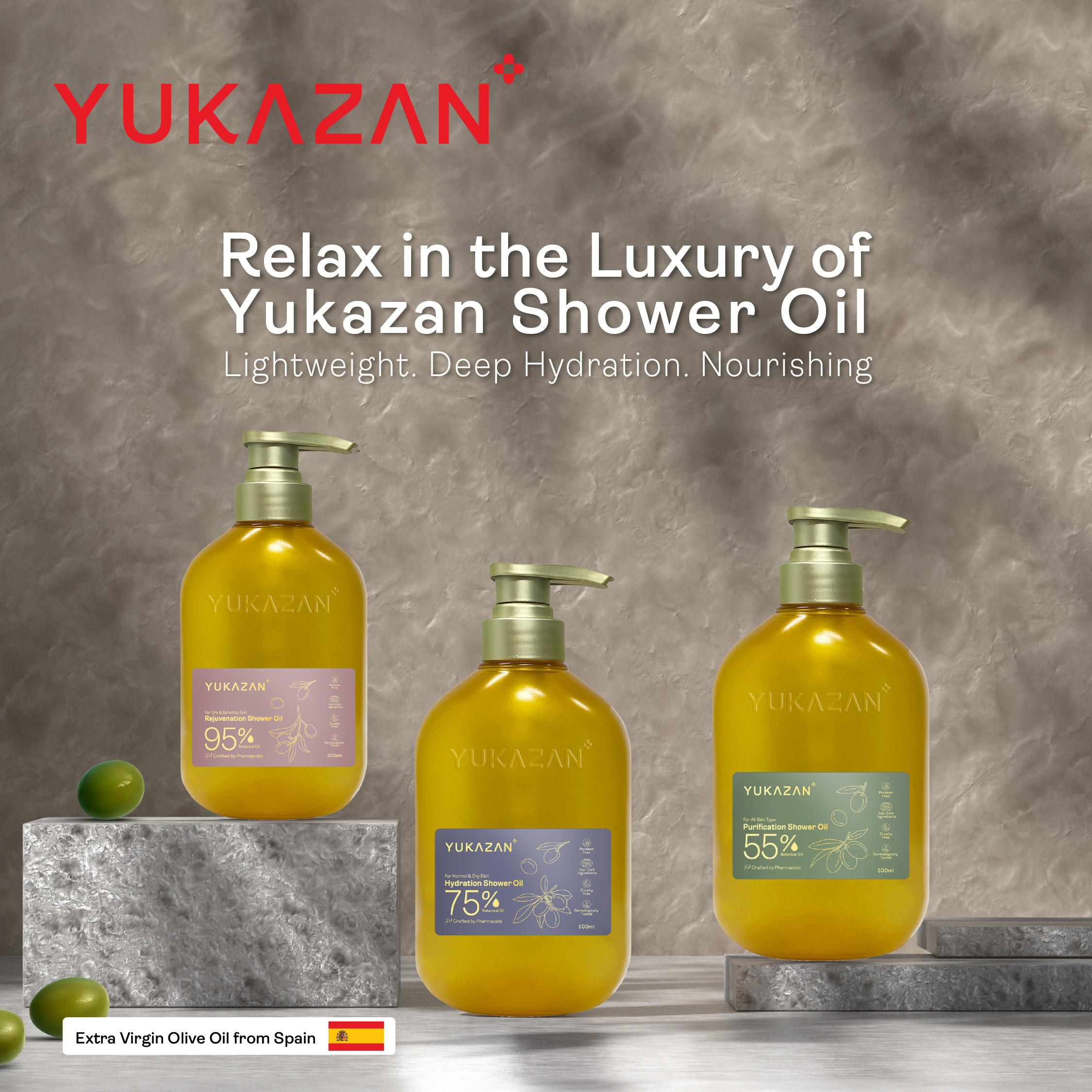 Dầu Tắm Yukazan Purification 55% 100ML - Tinh dầu hoa chuông xanh, olive và bơ hạt mỡ dưỡng ẩm giúp da mềm mịn
