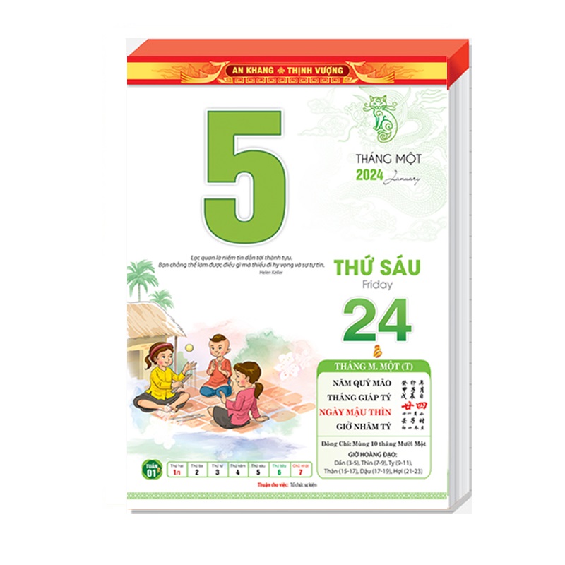Lịch Bloc rời - Bloc lịch đại, kích thước 17 x 25 cm – Không bìa