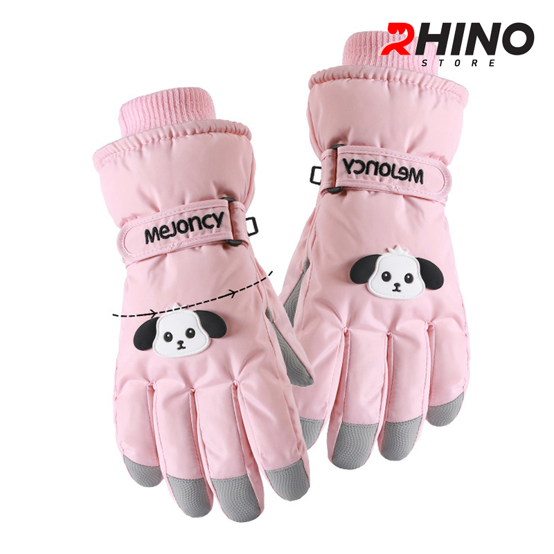 Găng tay, bao tay Nữ mùa đông lót lông cừu Rhino G907 giữ ấm, chống gió logo cute