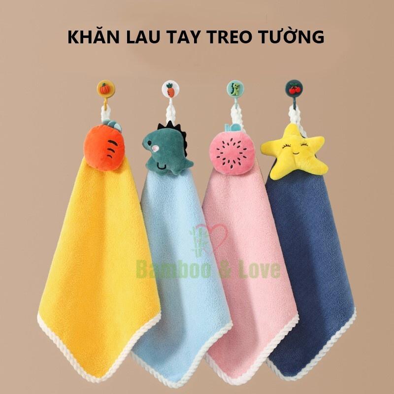 Khăn lau tay nhà bếp, nhà tắm có quai treo hình dễ thương, siêu mềm mại và thấm hút tốt