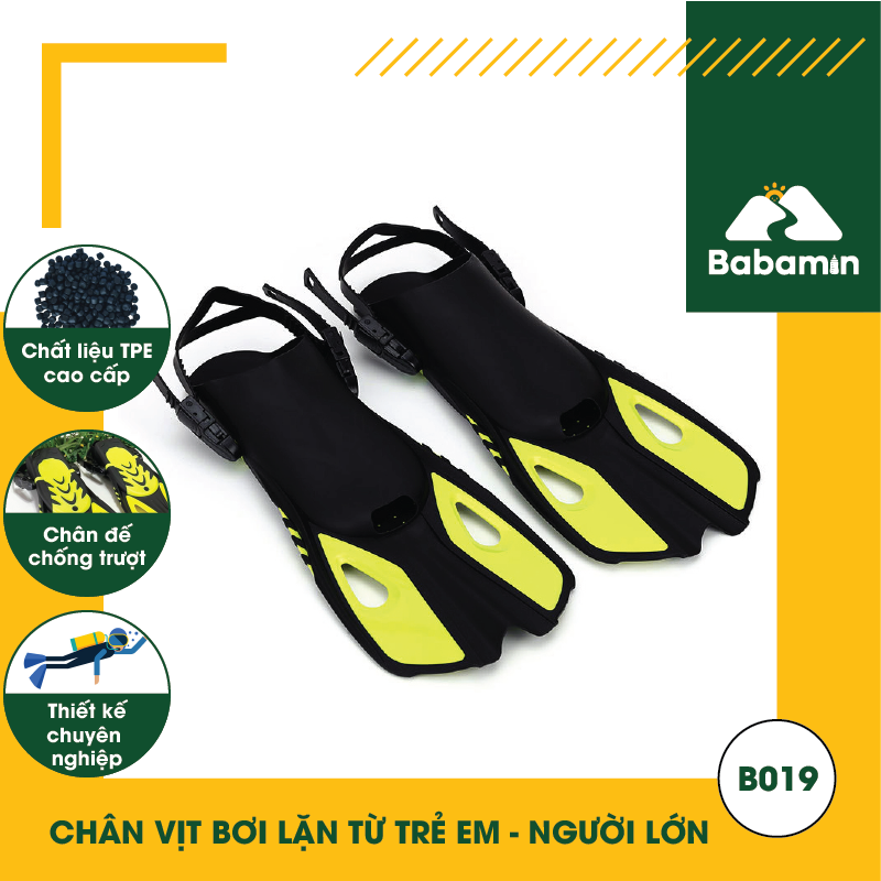 Chân Vịt Bơi Lặn Chống Trượt, Dây Điều Chỉnh Chuyên Nghiệp - Cho Trẻ Em 10 Tuổi đến Trưởng Thành – B019