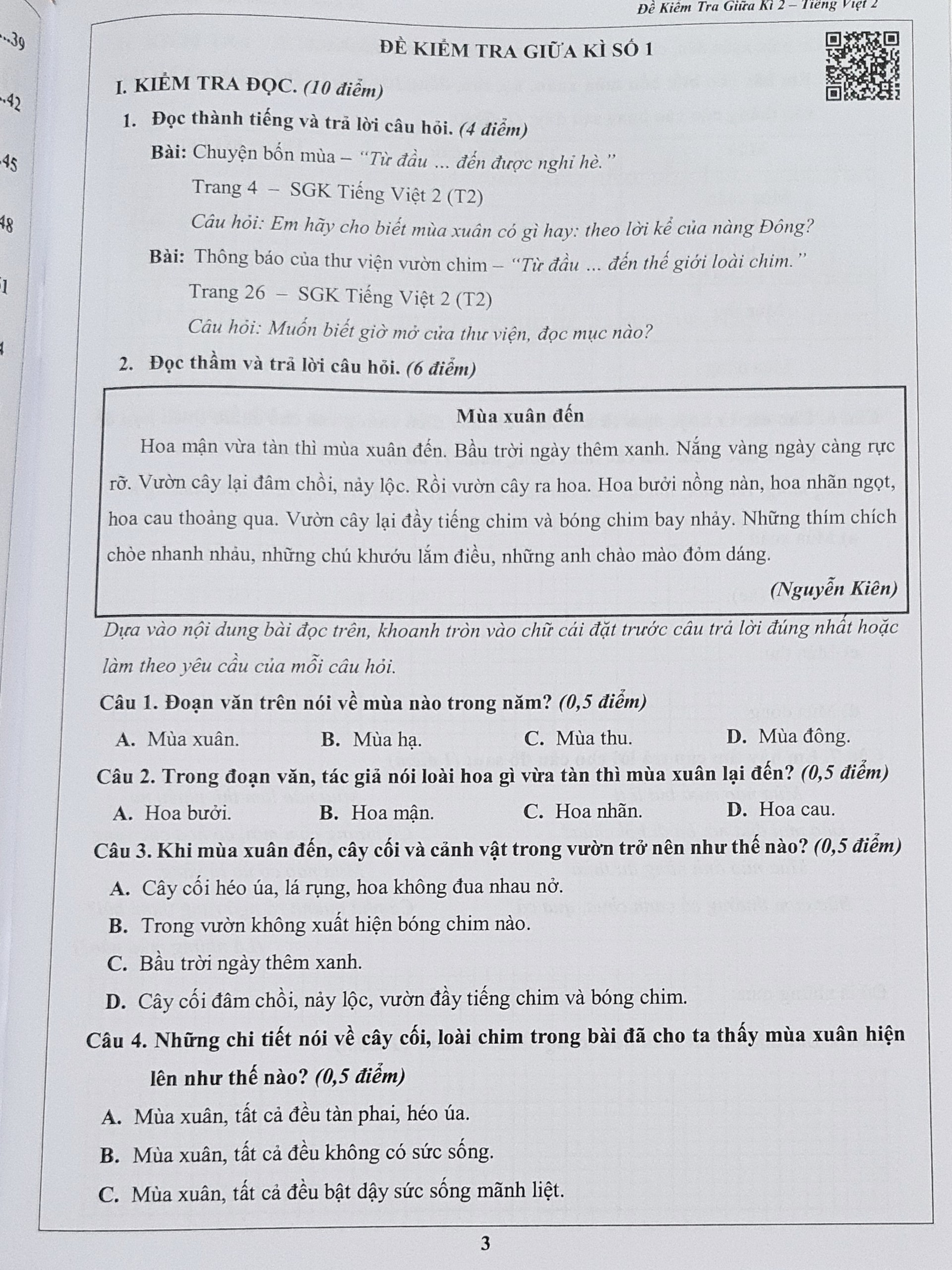 Combo Sách - Đề kiểm tra Tiếng Việt 2 học kì I + II