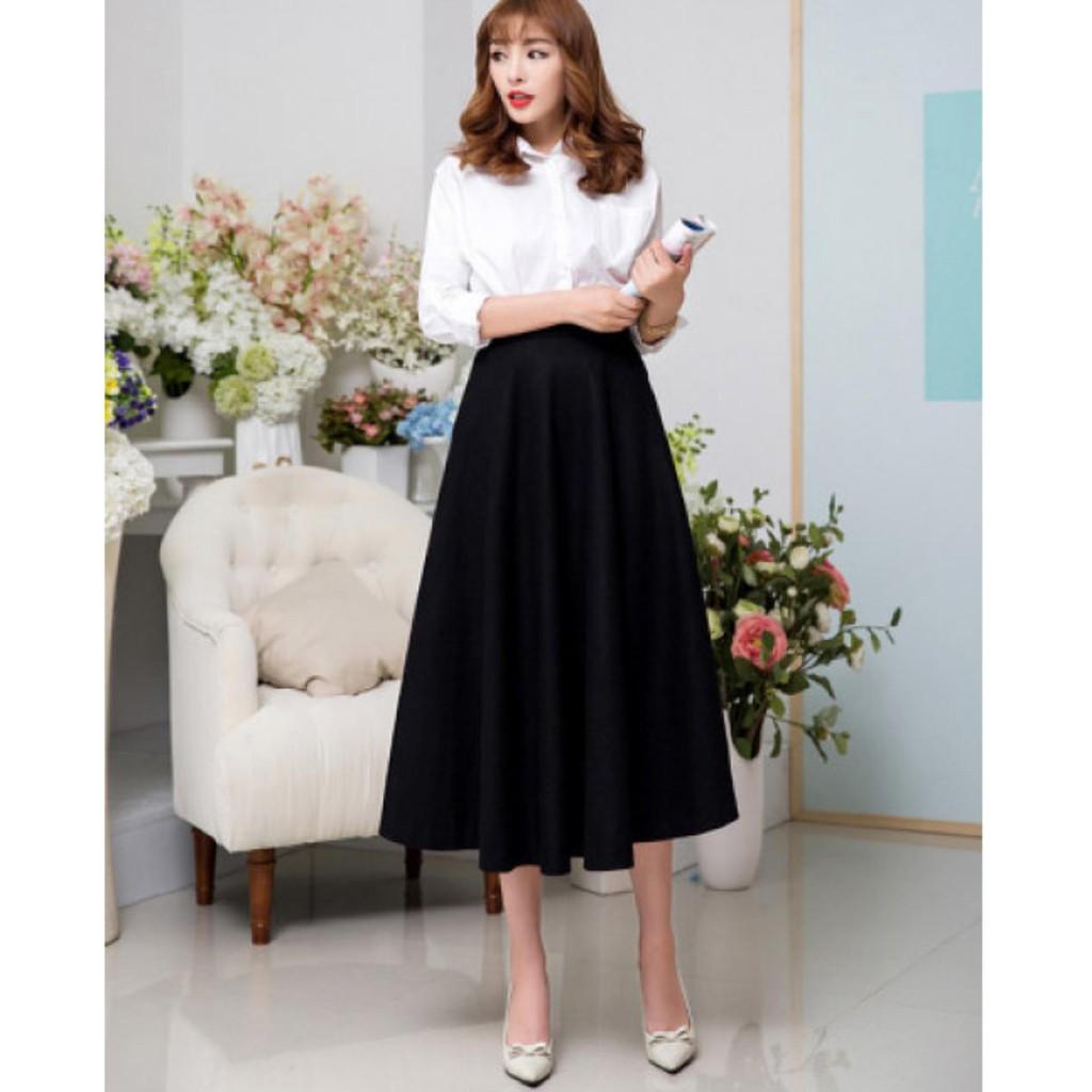 Chân váy xòe dài Hàn quốc - dài 70cm