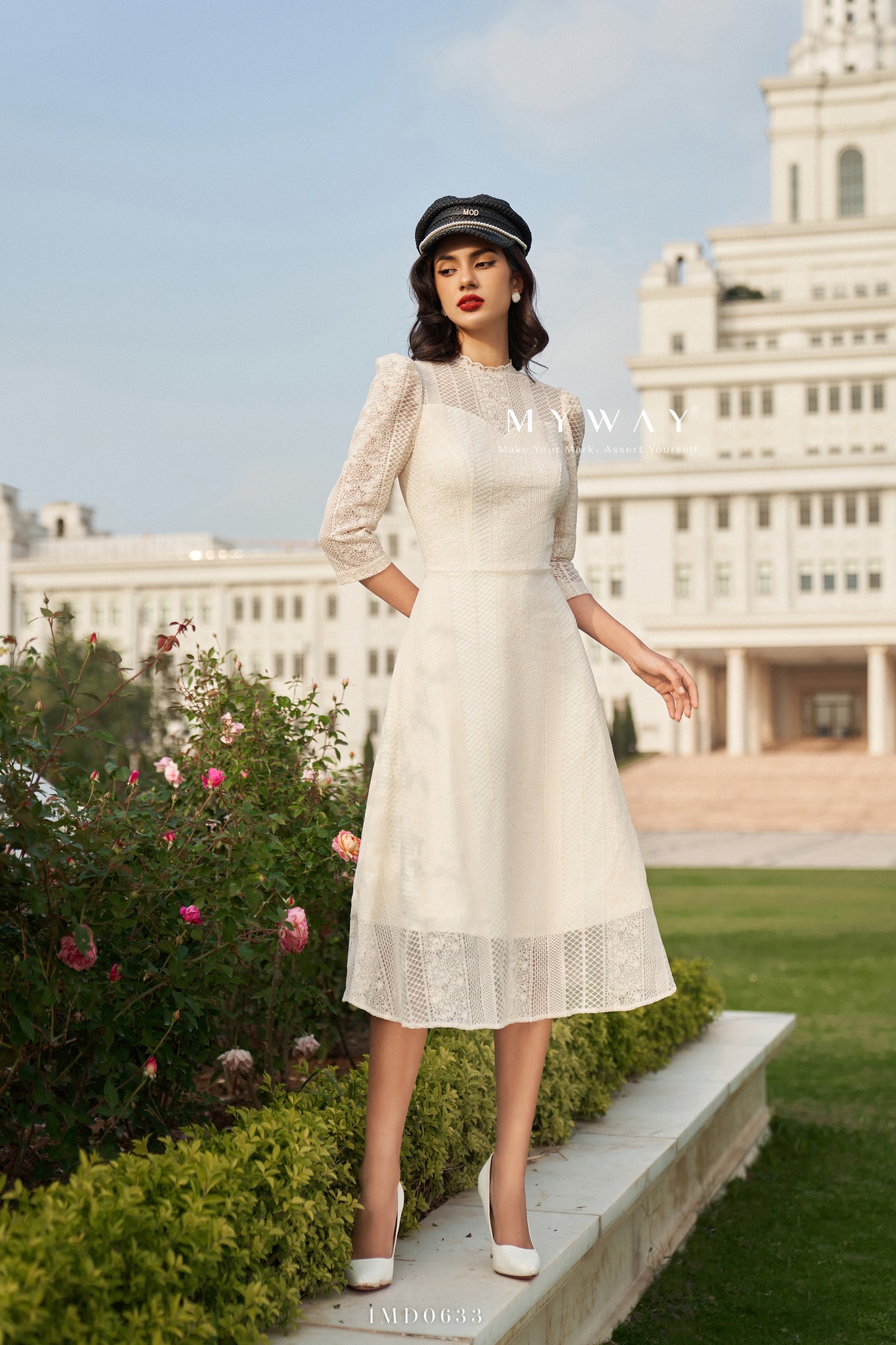 Đầm Ren Nữ MY WAY Dáng Xòe Retro Sang Trọng 4md0633