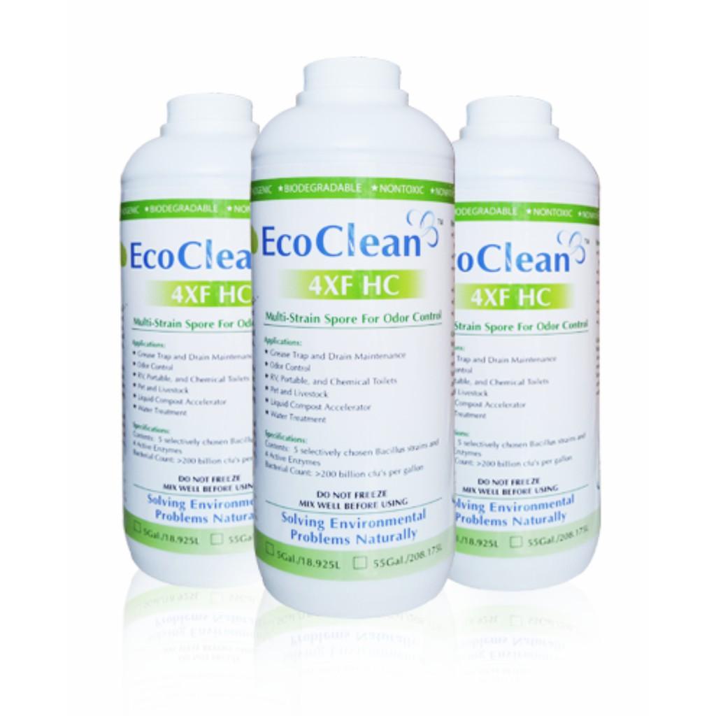EcoClean 4XFHC - Vi Sinh Xử Lý Mùi Hôi Chuồng Trại, Bãi Rác, Nước Thải, Hầm Tự Hoại  - Chai 1 lít