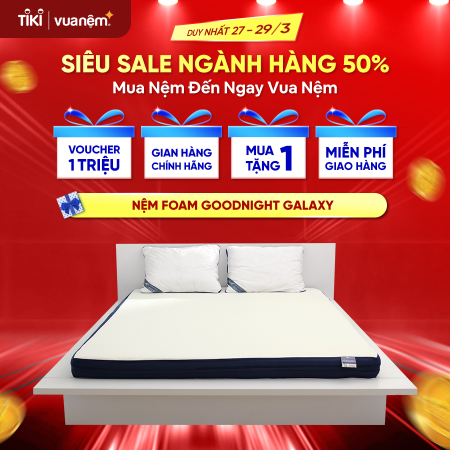 Nệm Foam cao cấp Goodnight Galaxy Greentea êm ái, mềm mại, tinh chất trà xanh kháng khuẩn khử mùi