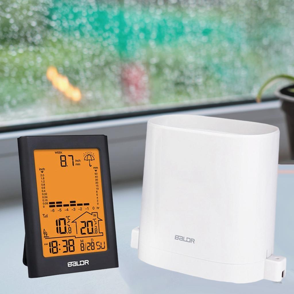Rain Gauge Rainfall History Weather Station Gauge Rainfall for in/Outdoor Black