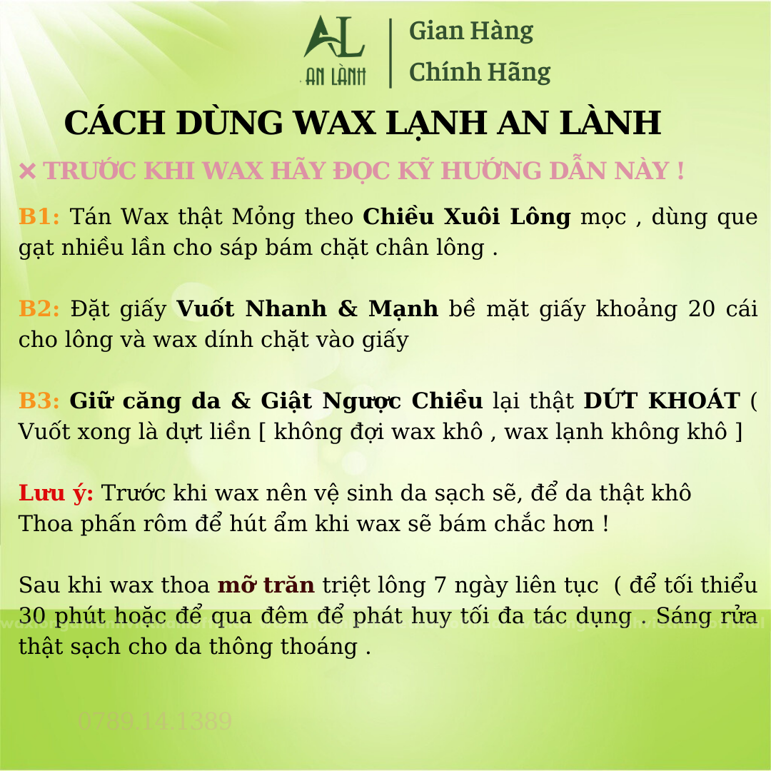 Cold wax an lành - Wax lông - Tẩy lông - Tặng 50 tờ giấy và 2 que wax