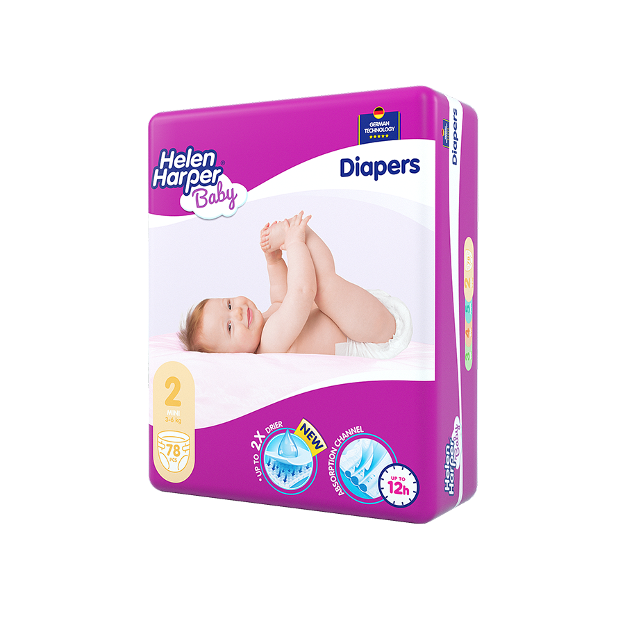 Tã dán Helen Harper Mini, size 2 cho bé 3-6 kg, 78 miếng/gói