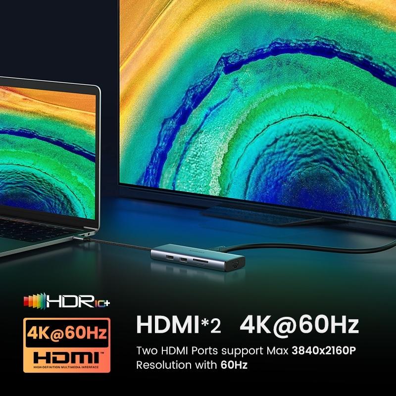70495 | Bộ Chia Hub Type C To HDMI 4K60hz 3 USB 3.0, PD 5 In 1 | Tốc độ Truyền Tải Tín Hiệu Số Lên đến 5Gb