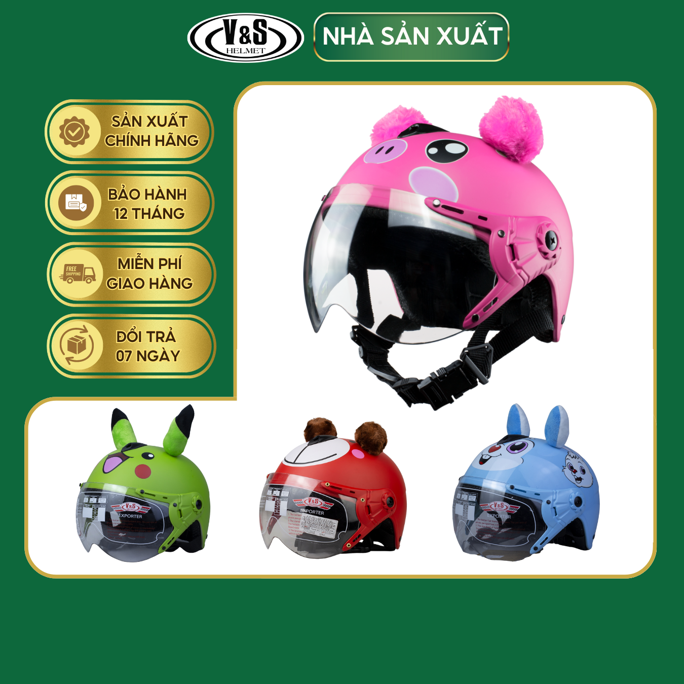 Mũ Bảo Hiểm Trẻ Em 1/2 V&amp;S VS01KT - Hàng Chính Hãng Bảo Hành 12 Tháng - Sản Phẩm Thời Trang Và Cao Cấp