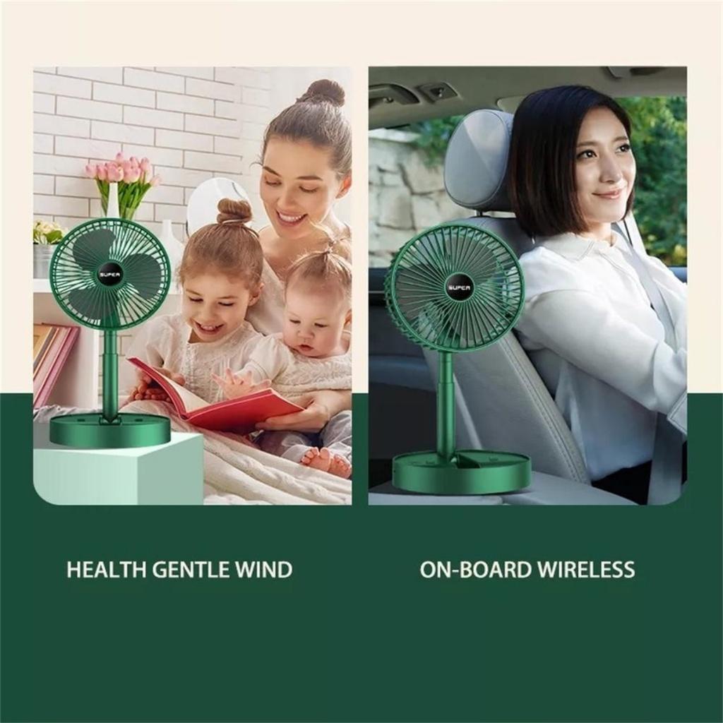 Quạt tích điện gấp gọn Ehome quạt mini sạc điện usb để bàn hoặc đứng với 3 tốc độ gió công suất 9w pin 1200mAh