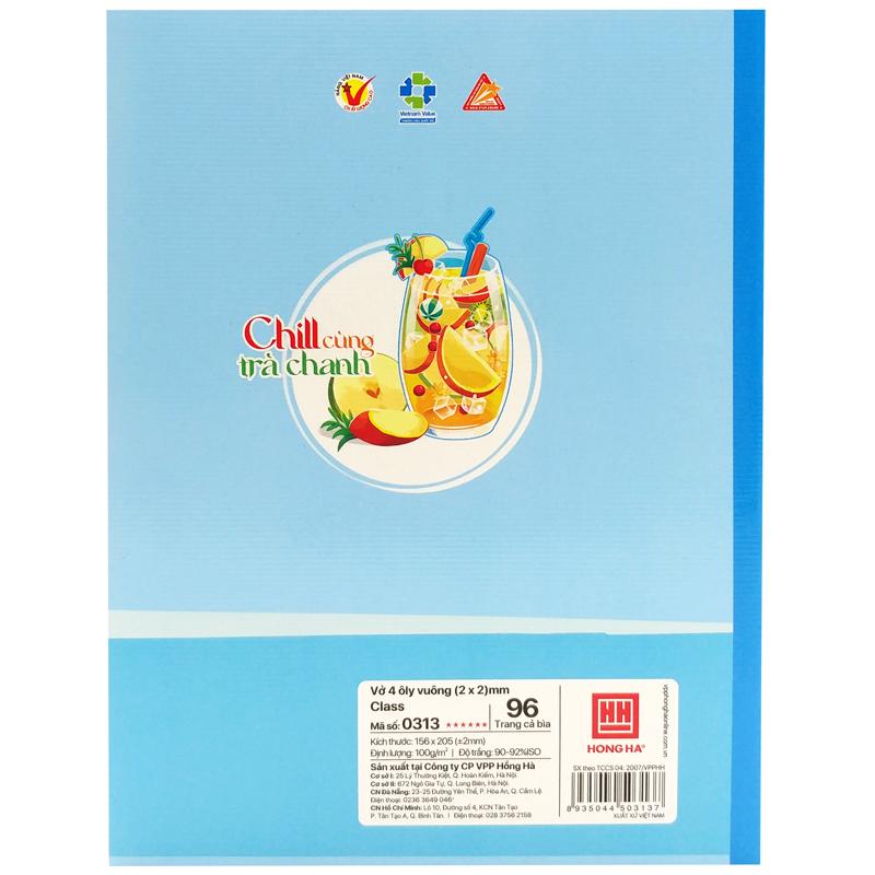 Tập Học Sinh Chill Cùng Trà Chanh 4 Ô Ly 96 Trang 100gsm - Hồng Hà 0313 (Mẫu Sản Phẩm Giao Ngẫu Nhiên)