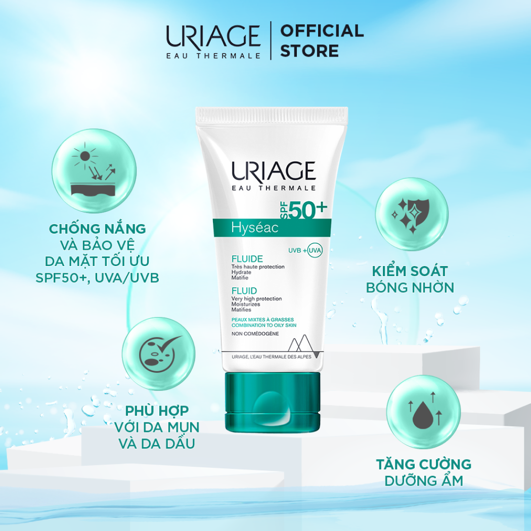 Sữa chống nắng cho da dầu, mụn URIAGE HYSÉAC SPF50+ UVB+UVA FLUIDE 50ml