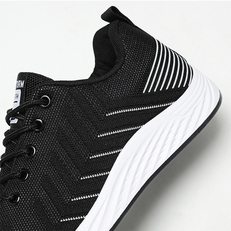 Giày thể thao nam vải thoáng khí giày nam đen sneaker hợp thể thao chạy bộ.