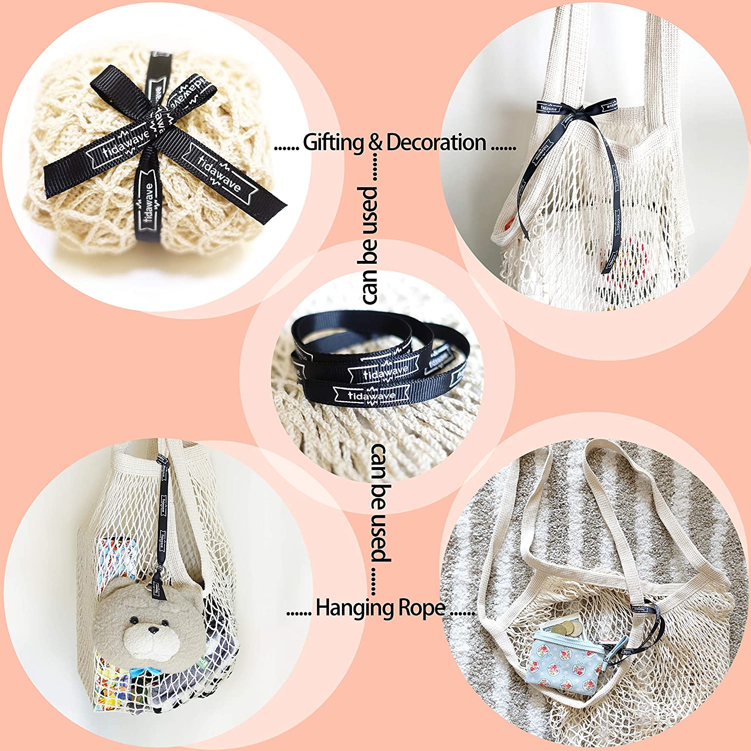 Túi lưới cotton hữu cơ tái sử dụng, dùng shopping, mua sắm, thời trang du lịch, quà tặng, bao bì, thân thiện môi trường thay thế túi nhựa, tái sử dụng nhiều lần