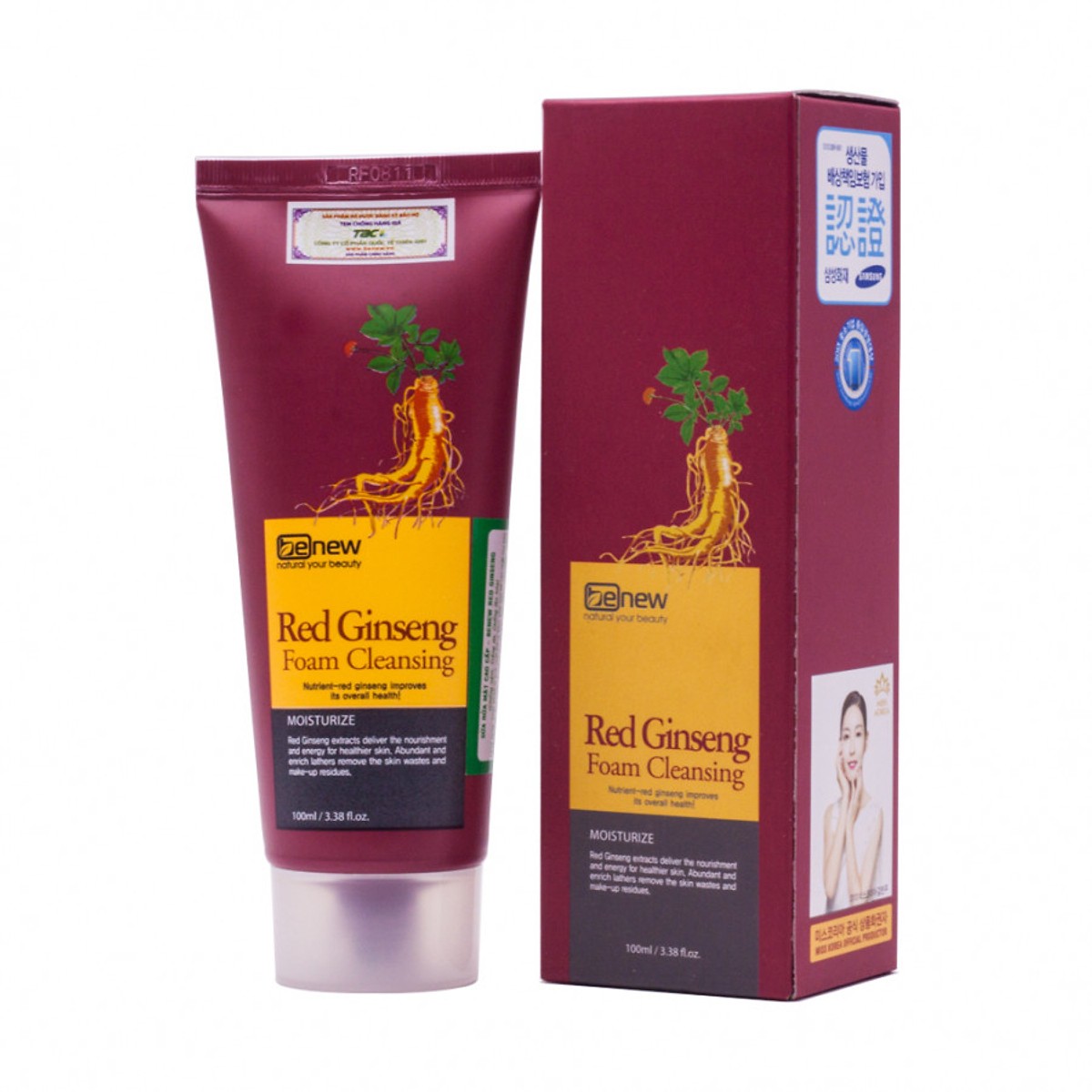 Sữa rửa mặt Hồng Sâm Benew Red Ginseng Foam Cleansing (100ml) - Hàng Chính Hãng [ Tặng dây cột tóc ]