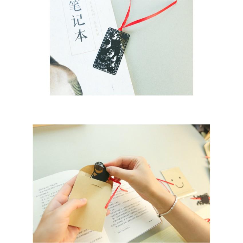 Bookmark Dòng mèo đen kiểu Nhật Bản sơn đen kim loại thép không gỉ đánh dấu trang sáng tạo phong cách Trung Quốc