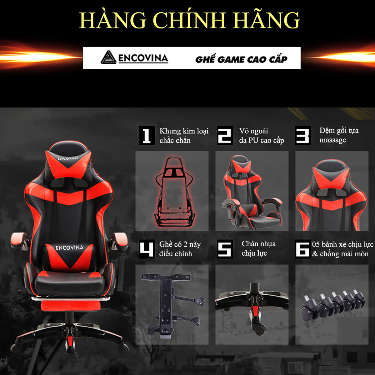 Ghế Chơi GAME 2 trong 1 - Ghế Gaming Cao Cấp Có Đệm Tựa Cổ &amp; Thắt Lưng, Bộ Điều Chỉnh Kép Thay đổi Độ Cao , Ngả Lưng Dễ Dàng - HÀNG CHÍNH HÃNG