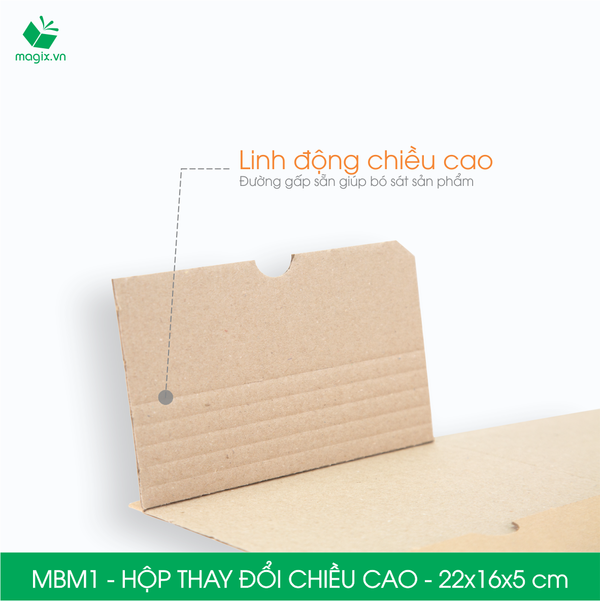 MBM1 - 22x16x5cm - Combo 20 Hộp carton thay đổi chiều cao - Thùng carton đóng hàng