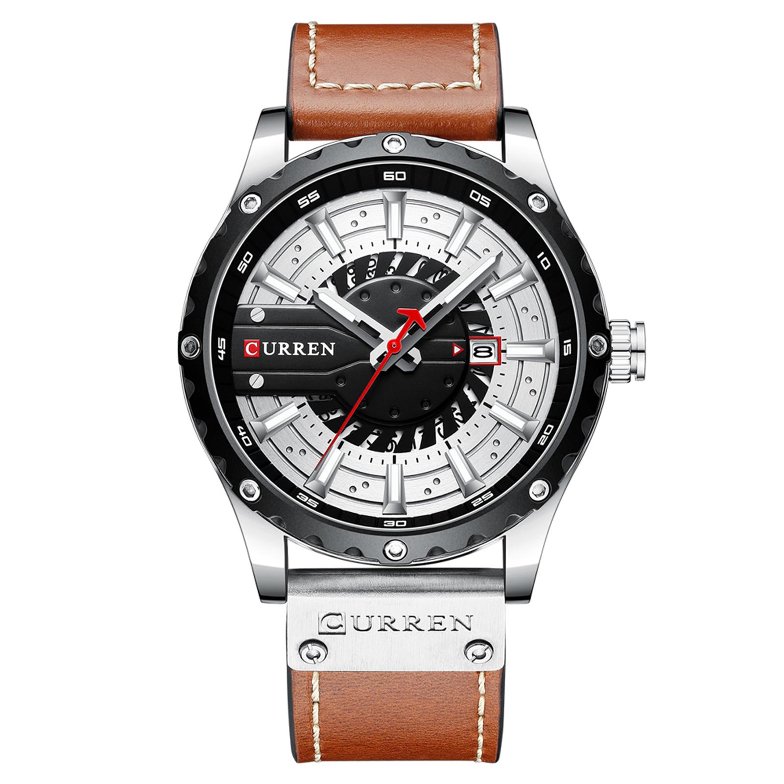Đồng hồ đeo tay thời trang dây da 3ATM CURREN Men Quartz
