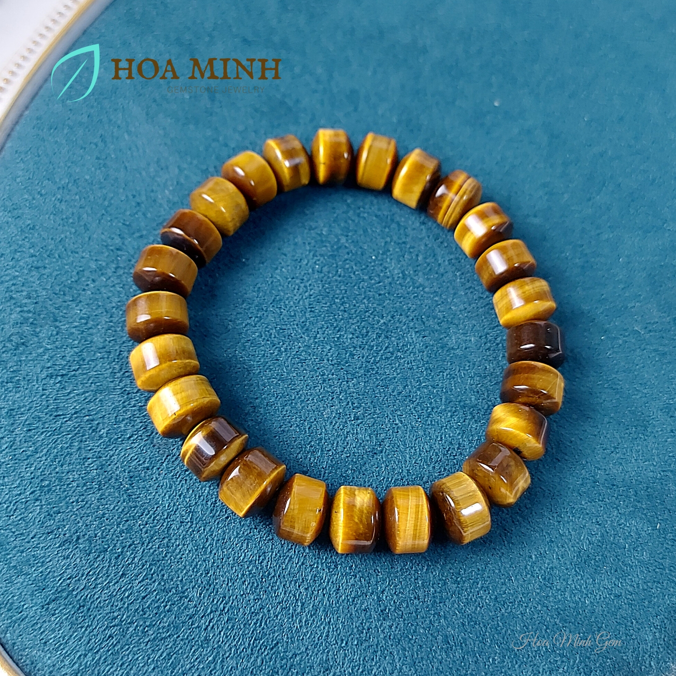 Vòng tay phong thủy đá Mắt Hổ vàng nâu tự nhiên kiểu bánh xe loại 5A size hạt 10 li, tài lộc vượng phát vòng tay nam vòng tay nữ