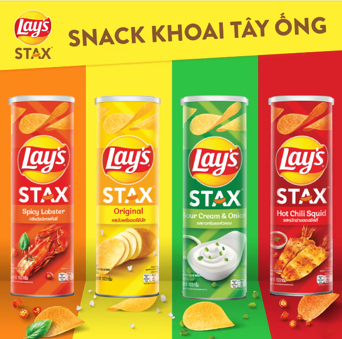 Combo 3 Bánh Snack Khoai Tây Lay's Stax 103g