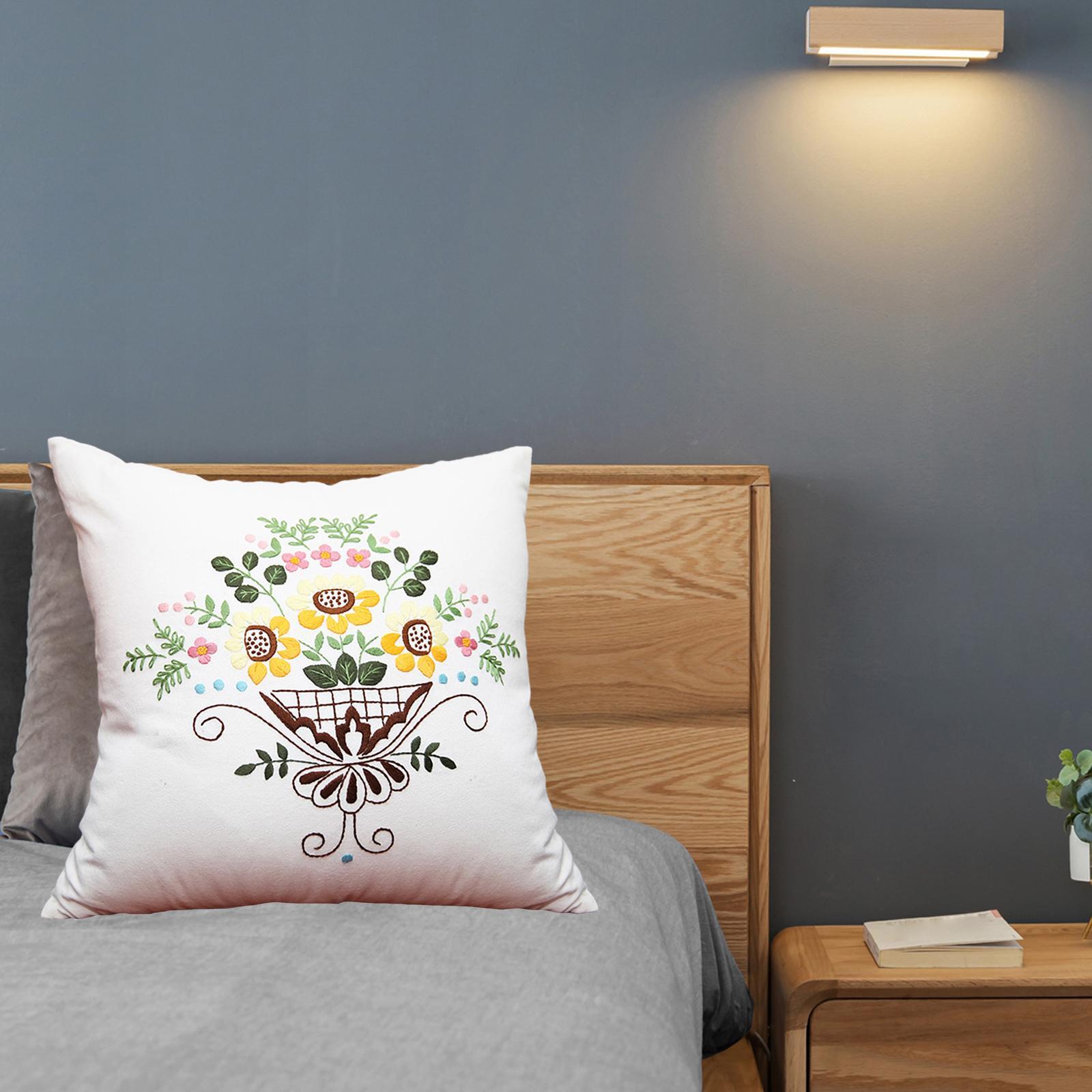 3Pieces Embroidery Pillow Covers Kit Cushion Cover Pillow Case Kit Cross Stitch Kits for Beginners